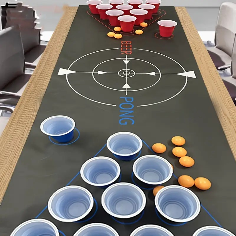 Beer Pong Game Set with Cups, Balls and Mat