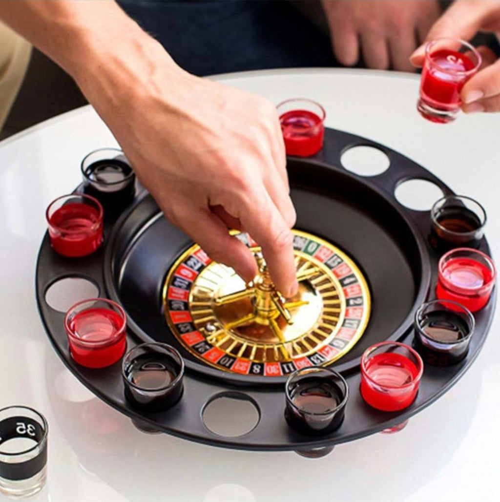Roulette Drinking Game with 16 Shot Glasses