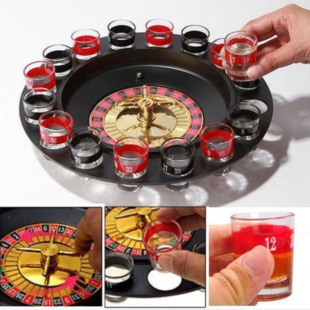 Roulette Drinking Game with 16 Shot Glasses