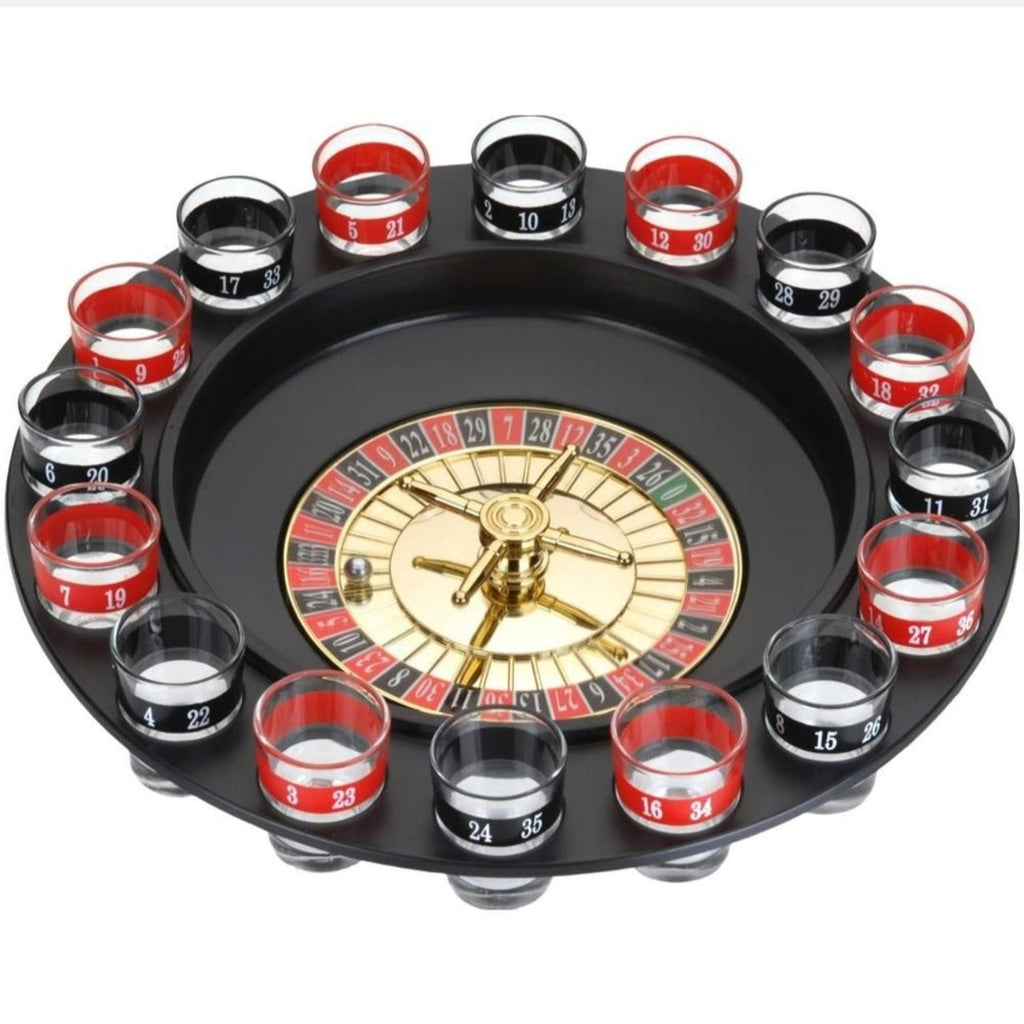 Roulette Drinking Game with 16 Shot Glasses