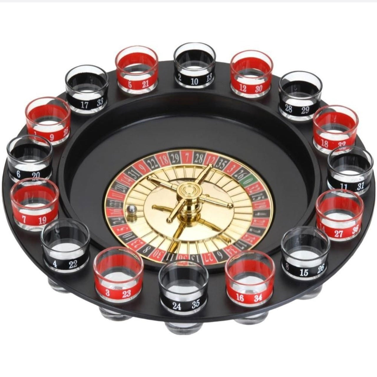 Roulette Drinking Game with 16 Shot Glasses