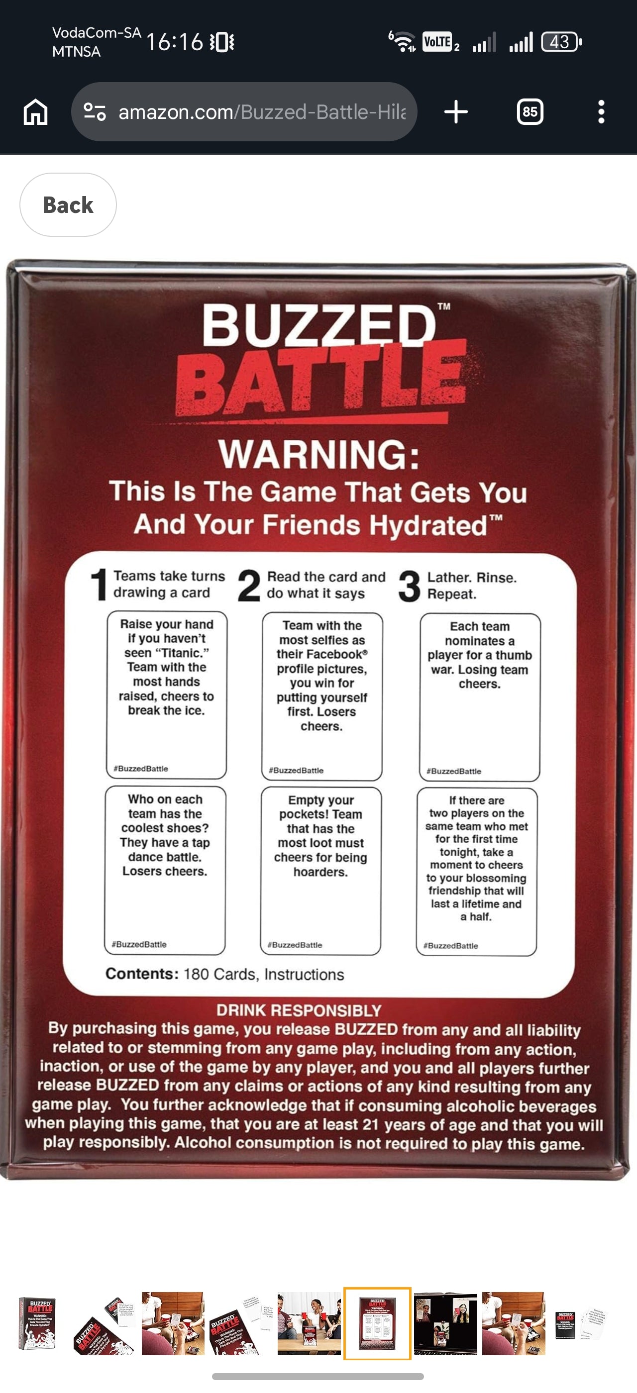 Buzzed Battle Drinking Game