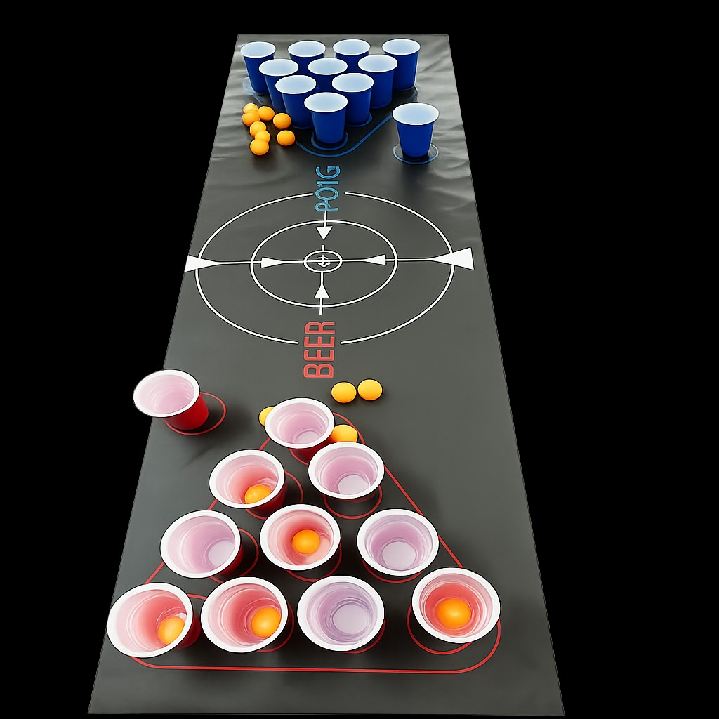 Beer Pong Game Set with Cups, Balls and Mat